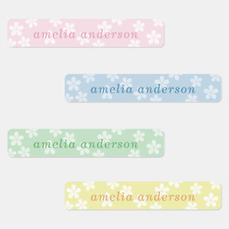 Pastel Lente Bloemstuk Aangepaste Waterdichte Naam Labels