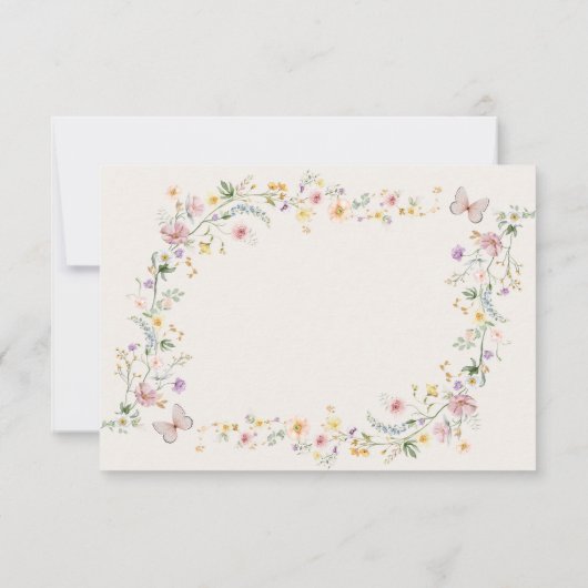 Pastel Lente Wilde Bloemen Vlinders Trouw RSVP Kaart (Achterkant)