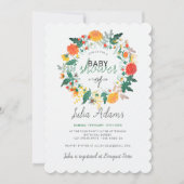 Pastel Lentekrans van Dahlia's Wilde Bloemen Baby Kaart (Voorkant)