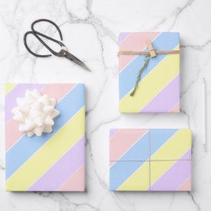 Pastel-lentestripes Inpakpapier Vel