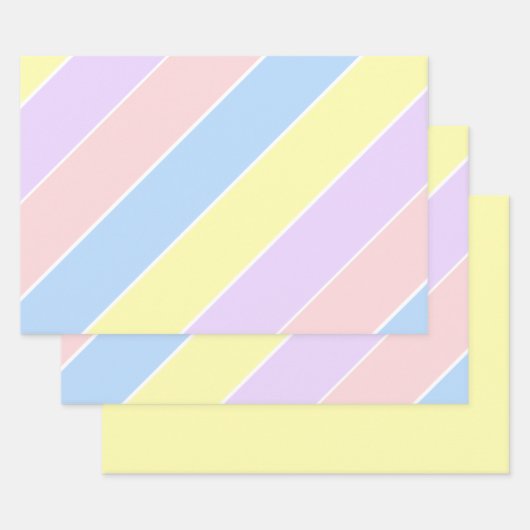 Pastel-lentestripes Inpakpapier Vel (Set)
