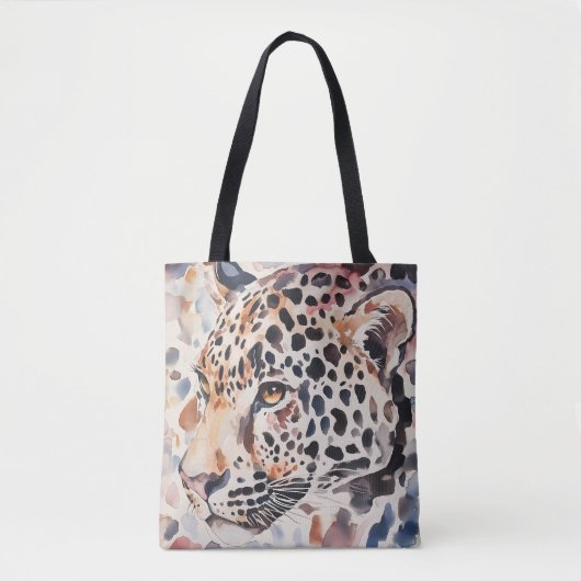 Pastel Leopard Head Schouder Canvas tas (Voorkant)