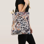 Pastel Leopard Head Schouder Canvas tas (Dichtbij)