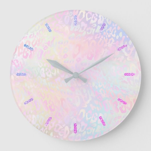 pastel léopard peau grande horloge (Recto)