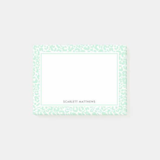  Pastel Leopard Print Pattern Mint Naam Post-it® Notes (Voorkant)