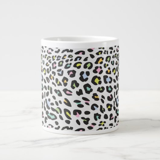 Pastel Leopard Spot Patroon Extra Grote Beker (Voorkant)