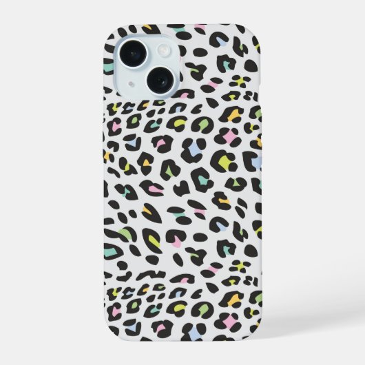 Pastel Leopard Spot Patroon iPhone 15 Hoesje (Achterkant)