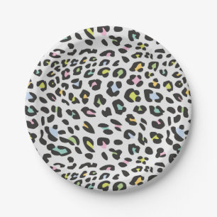 Pastel Leopard Spot Patroon Papieren Bordje