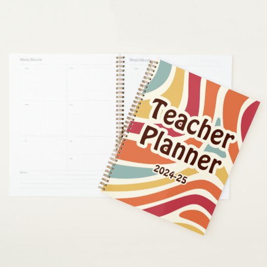 Pastel leraar patroon, 3 Ring School of Home Bind Planner (Display)