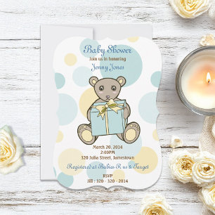 Pastel Leuke Teddy Bear Baby shower Uitnodiging