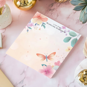 Pastel Libelle Bloementuin Gepersonaliseerde Naam Notitieblok
