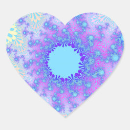 Pastel Licht Blauw, Roze en Paars Fractal Hart Sticker