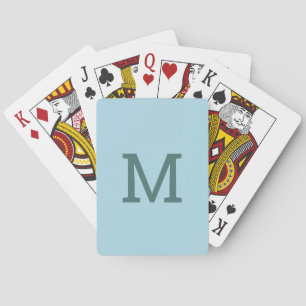 Pastel Lichtblauw Monogram Initiaal Speelkaarten