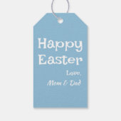 Pastel lichtblauw paaspatroon cadeaulabel (Achterkant)