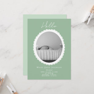 Pastel Lichtgroene Baby Geboorteaankondiging Kaart