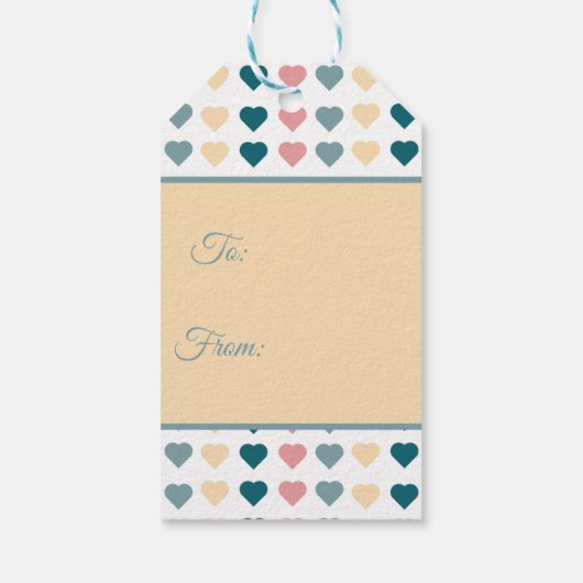 Pastel liefdevolle harten cadeaulabel (Achterkant)