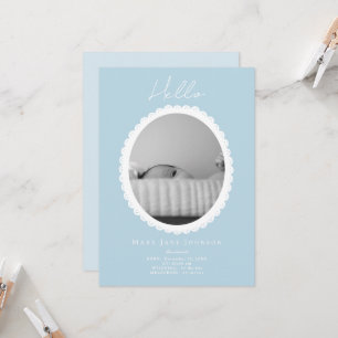Pastel Light Blue Baby Faire-part de naissance Car