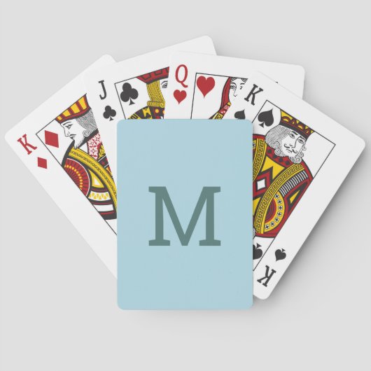 Pastel Light Blue Monogramme Cartes de jeu initial (dos)