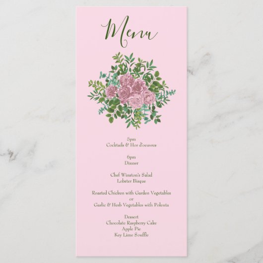 Pastel  Light Floral Rozen Menu (Voorkant)