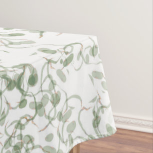 Pastel Light Green Floral Vines Pattern Tafelkleed