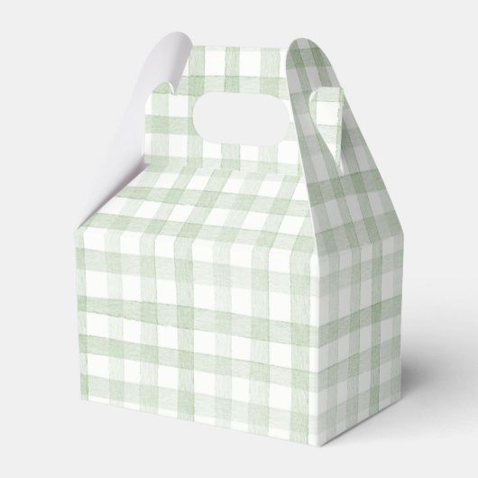 Pastel Light Green Gingham Plaids Bedankdoosjes (Voorkant Zijde)