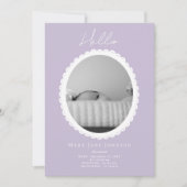 Pastel Light Lavender Baby Faire-part de naissance (Devant)