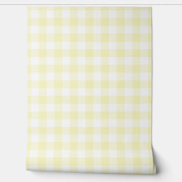 Pastel Light Yellow Check Buffalo Plaid Behang