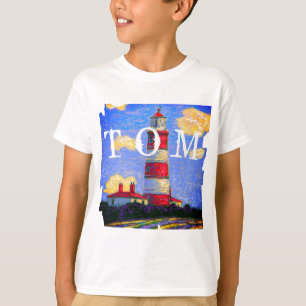 Pastel Lighthouse en naam T-shirt