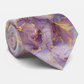 Pastel Lila, blauw en goudglitter-marmer Stropdas (Opgerold)