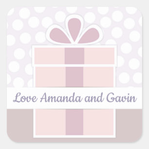 Pastel Lila Doos Gepersonaliseerde Gift Label