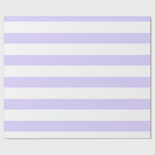 Pastel Lila en Witte Brede Horizontale Strepen Cadeaupapier (Vlak)
