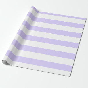 Pastel lila en witte brede horizontale strepen cadeaupapier