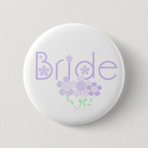 Pastel Lila Flowers Bride Ronde Button 5,7 Cm