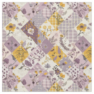 Pastel Lila Geel Patchwork Vintage Cottagecore Stof