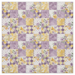 Pastel Lila Geel Patchwork Vintage Dekbed Stof
