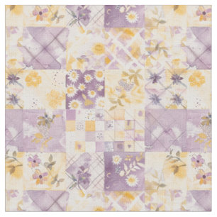 Pastel Lila Geel Patchwork Vintage Dekbed Stof