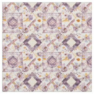 Pastel Lila Geel Patchwork Vintage Dekbed Stof