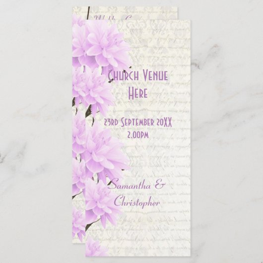 pastel lila huwelijksprogramma florale kerk programma (Voorkant / Achterkant)