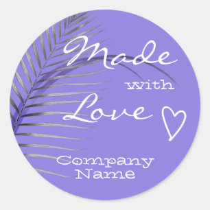 Pastel Lila Paars palmbladerblad met liefdesstruct Ronde Sticker