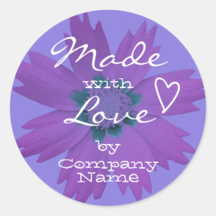 Pastel Lila Paarse bloem met liefde Ronde Sticker