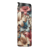 Pastel Lily Butterfly Floral Pattern Thermosbeker (Geroteerd rechts)