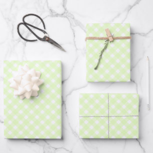Pastel Lime Green Gingham Patroon Inpakpapier Vel