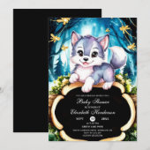 Pastel Little Wolf Baby shower Kaart (Voorkant / Achterkant)