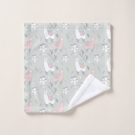 Pastel Llama Pattern Bad Handdoek (Wasdoekje)