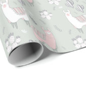 Pastel Llama Pattern Cadeaupapier (Rol Hoek)