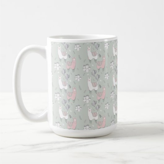 Pastel Llama Pattern Koffiemok (Links)
