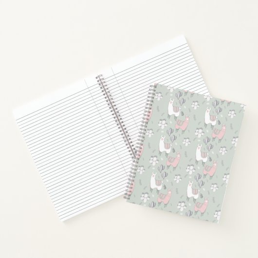 Pastel Llama Pattern Notitieboek (Binnen)