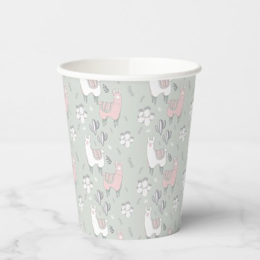 Pastel Llama Pattern Papieren Bekers (Links)