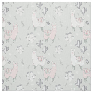 Pastel Llama Pattern Stof