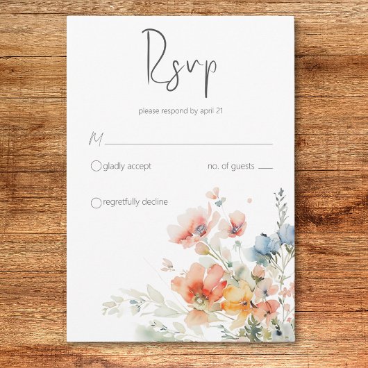 Pastel Loose Fleur sauvage Moderne Mariage Carte R